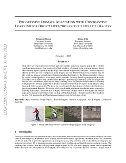 Progressive Domain Adaptation with Contrastive Learning for Object
  Detection in the Satellite Imagery