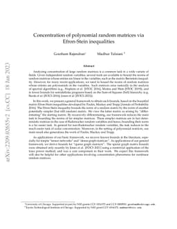 Concentration of polynomial random matrices via Efron-Stein inequalities