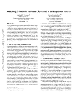 Matching Consumer Fairness Objectives & Strategies for RecSys