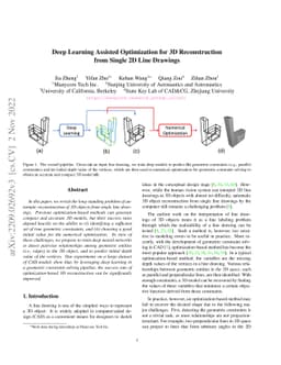 Deep Learning Assisted Optimization for 3D Reconstruction from Single 2D
  Line Drawings