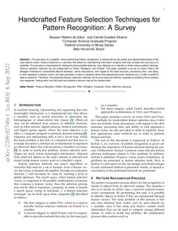 Handcrafted Feature Selection Techniques for Pattern Recognition: A
  Survey
