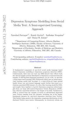 Depression Symptoms Modelling from Social Media Text: A Semi-supervised
  Learning Approach