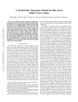 A Zeroth-Order Momentum Method for Risk-Averse Online Convex Games