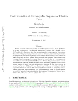 Fast Generation of Exchangeable Sequence of Clusters Data