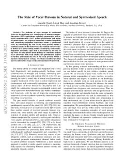 The Role of Vocal Persona in Natural and Synthesized Speech