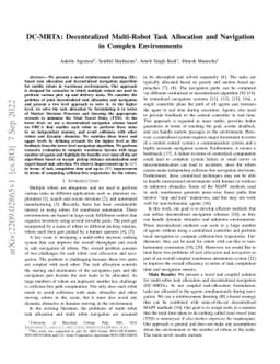 DC-MRTA: Decentralized Multi-Robot Task Allocation and Navigation in
  Complex Environments