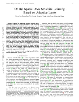 On the Sparse DAG Structure Learning Based on Adaptive Lasso