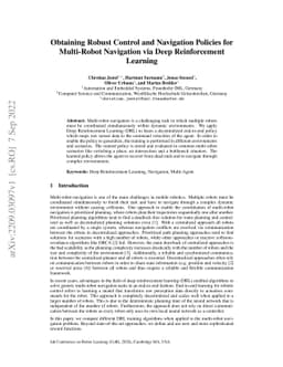 Obtaining Robust Control and Navigation Policies for Multi-Robot
  Navigation via Deep Reinforcement Learning