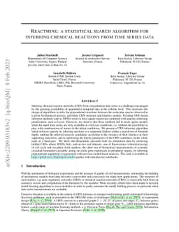 Reactmine: a statistical search algorithm for inferring chemical
  reactions from time series data
