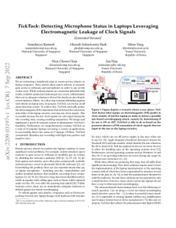TickTock: Detecting Microphone Status in Laptops Leveraging
  Electromagnetic Leakage of Clock Signals