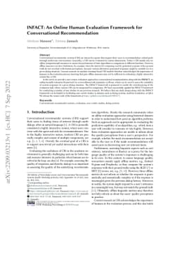 INFACT: An Online Human Evaluation Framework for Conversational
  Recommendation