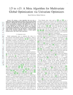 $1D$ to $nD$: A Meta Algorithm for Multivariate Global Optimization via
  Univariate Optimizers