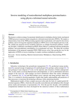 Inverse modeling of nonisothermal multiphase poromechanics using
  physics-informed neural networks