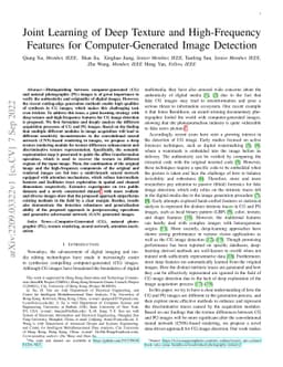 Joint Learning of Deep Texture and High-Frequency Features for
  Computer-Generated Image Detection