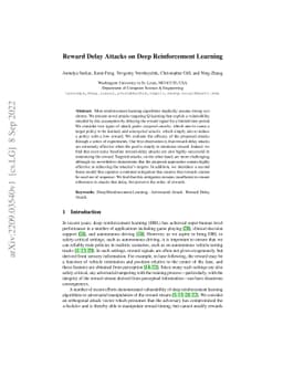 Reward Delay Attacks on Deep Reinforcement Learning