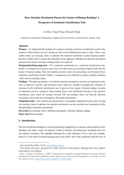 Does Attention Mechanism Possess the Feature of Human Reading? A
  Perspective of Sentiment Classification Task