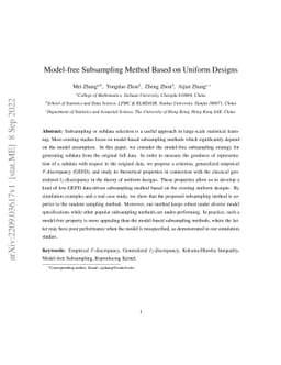 Model-free Subsampling Method Based on Uniform Designs