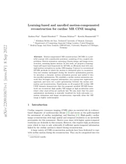 Learning-based and unrolled motion-compensated reconstruction for
  cardiac MR CINE imaging
