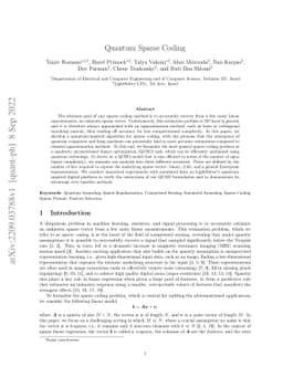 Quantum Sparse Coding