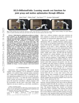 SE(3)-DiffusionFields: Learning smooth cost functions for joint grasp
  and motion optimization through diffusion