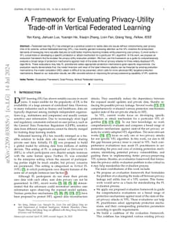 A Framework for Evaluating Privacy-Utility Trade-off in Vertical
  Federated Learning