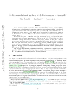 On the computational hardness needed for quantum cryptography