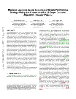 Machine Learning-based Selection of Graph Partitioning Strategy Using
  the Characteristics of Graph Data and Algorithm