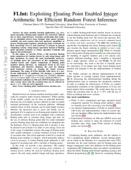 FLInt: Exploiting Floating Point Enabled Integer Arithmetic for
  Efficient Random Forest Inference