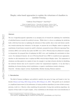 Shapley value-based approaches to explain the robustness of classifiers
  in machine learning