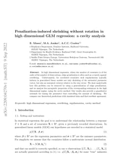 Penalization-induced shrinking without rotation in high dimensional GLM
  regression: a cavity analysis