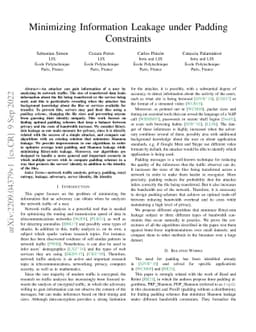 Minimizing Information Leakage under Padding Constraints