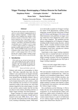 Trigger Warnings: Bootstrapping a Violence Detector for FanFiction