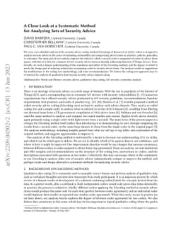 A Close Look at a Systematic Method for Analyzing Sets of Security
  Advice