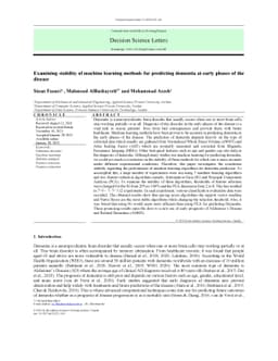 Examining stability of machine learning methods for predicting dementia
  at early phases of the disease