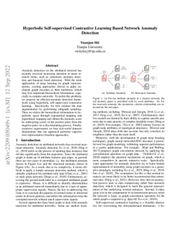 Hyperbolic Self-supervised Contrastive Learning Based Network Anomaly
  Detection