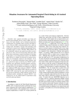 Situation Awareness for Automated Surgical Check-listing in AI-Assisted
  Operating Room