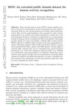 BON: An extended public domain dataset for human activity recognition