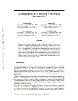 A Differentiable Loss Function for Learning Heuristics in A*