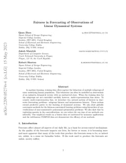 Fairness in Forecasting of Observations of Linear Dynamical Systems