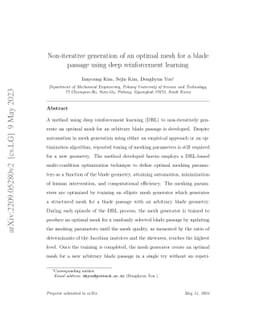 Non-iterative generation of an optimal mesh for a blade passage using
  deep reinforcement learning