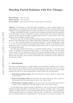 Mending Partial Solutions with Few Changes