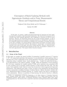Convergence of Batch Updating Methods with Approximate Gradients and/or
  Noisy Measurements: Theory and Computational Results