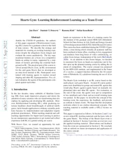 Hearts Gym: Learning Reinforcement Learning as a Team Event