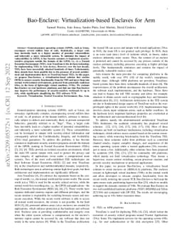 Bao-Enclave: Virtualization-based Enclaves for Arm