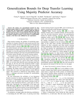 Generalization Bounds for Deep Transfer Learning Using Majority
  Predictor Accuracy