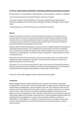 A virtual reality-based method for examining audiovisual prosody
  perception