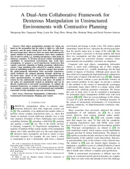 A Dual-Arm Collaborative Framework for Dexterous Manipulation in
  Unstructured Environments with Contrastive Planning