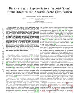 Binaural Signal Representations for Joint Sound Event Detection and
  Acoustic Scene Classification