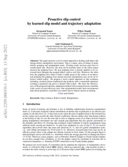 Proactive slip control by learned slip model and trajectory adaptation