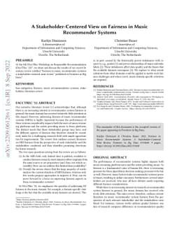 A Stakeholder-Centered View on Fairness in Music Recommender Systems